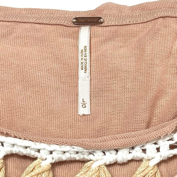 Free People High Hopes Cotton Crocheted-Yoke Lace-Sleeved Top Size Large - Picture 8 of 11